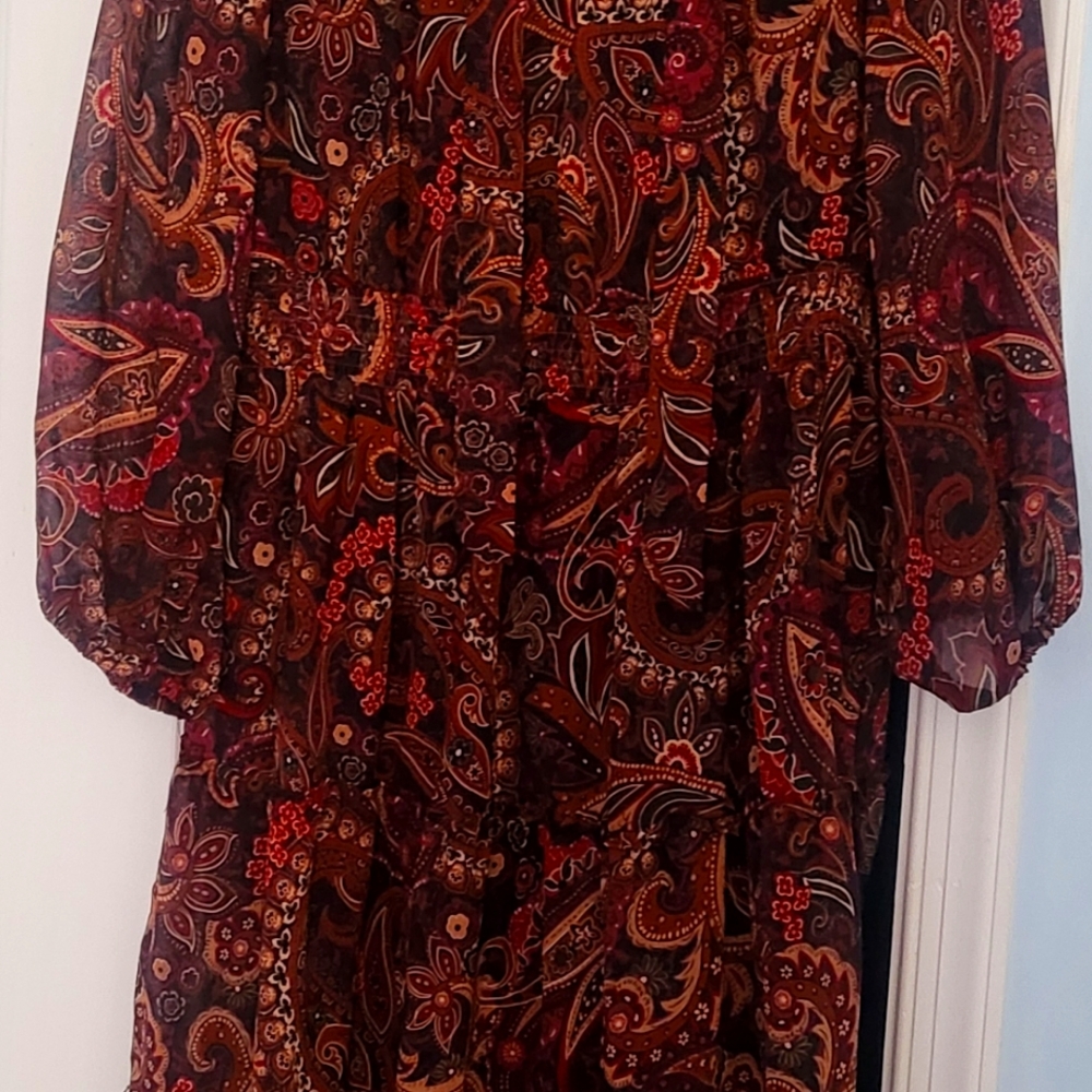 Sandra Darren Burgundy floral dress